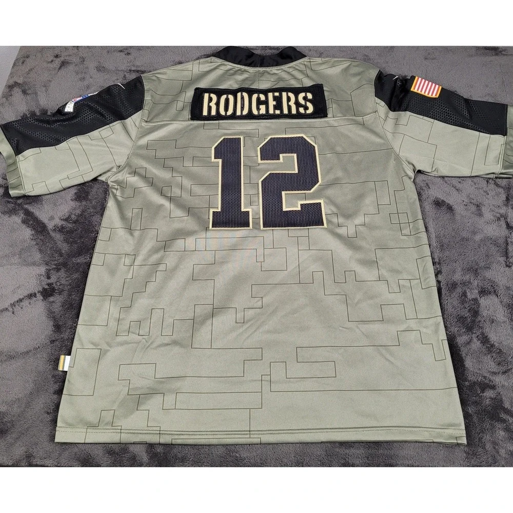 Nike Green Bay Packers Aaron Rodgers NFL Salute To Service On Field Jersey Sz XL